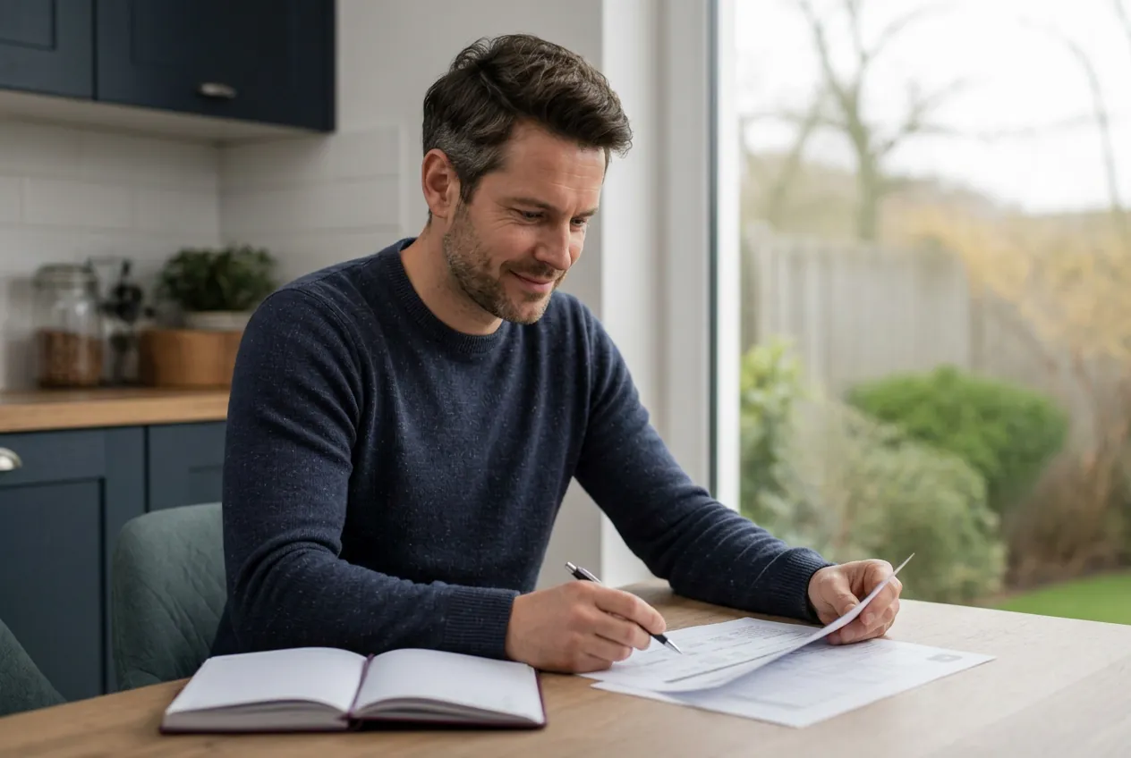 The same employee reviewing his action plan with renewed confidence