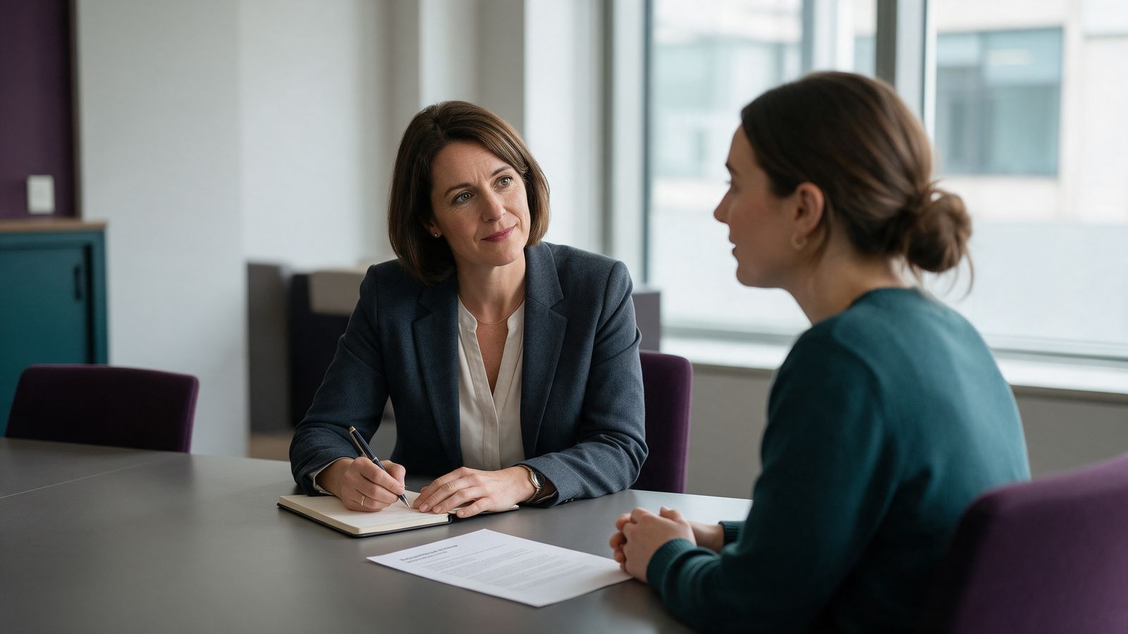 An HR manager meeting an employee